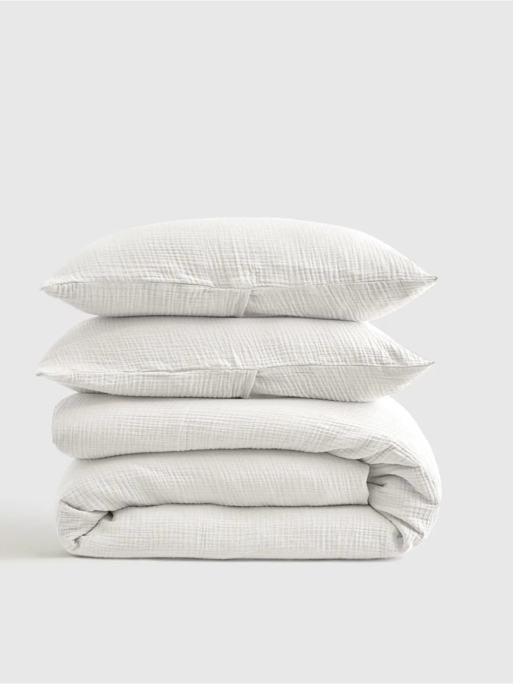 Quince Organic Cotton Airy Gauze Duvet Cover Set - Full/Queen - White